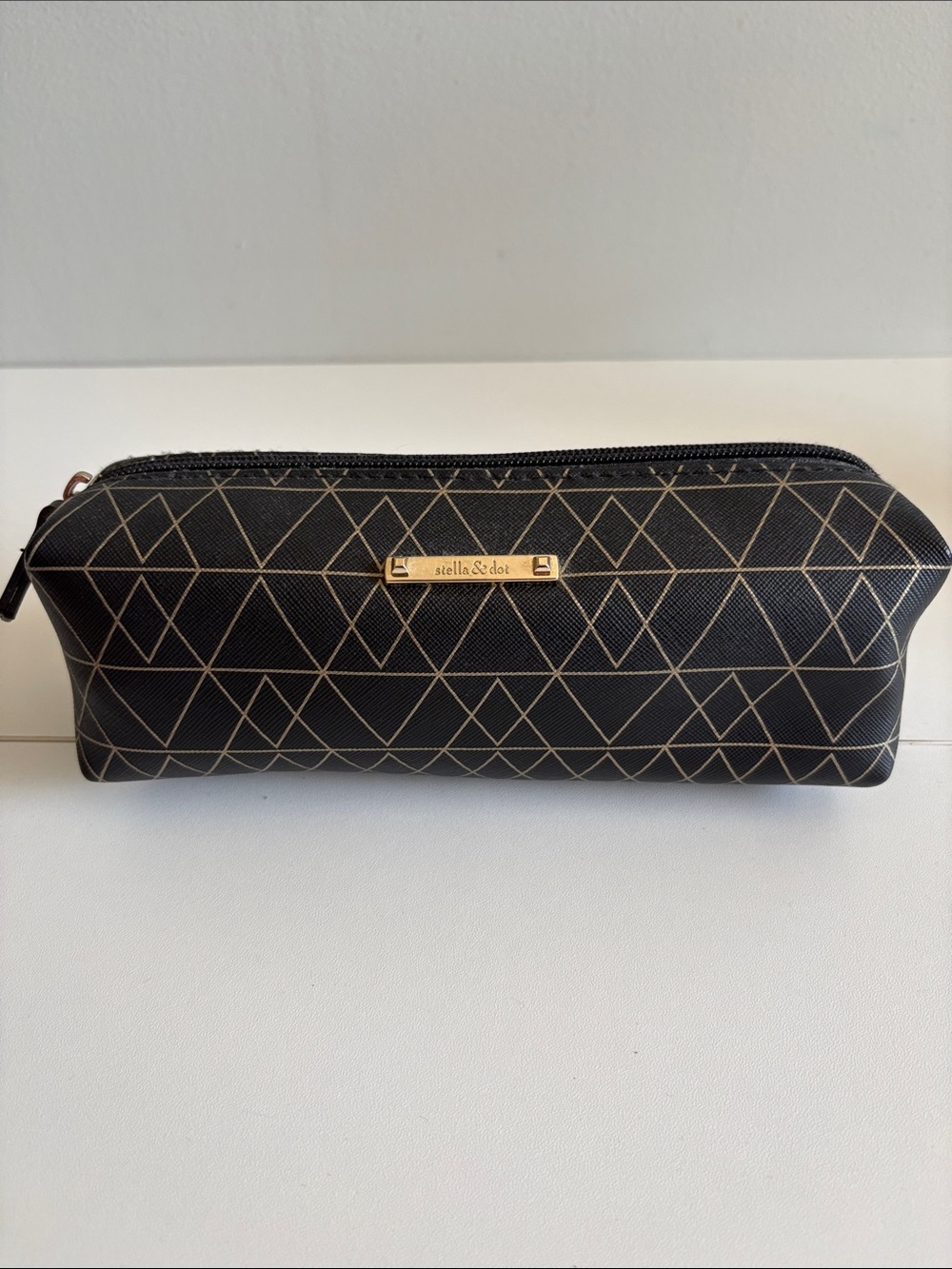 Stella & Dot Black Geo Makeup Bag‎ Cosmetic Pouch